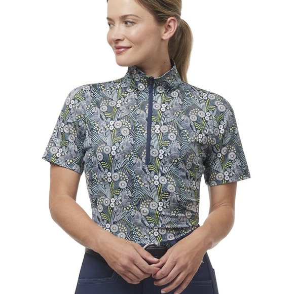 SOLD | Kerrits Summer Ride IceFil Short Sleeve Shirt Half Zip UPF 30+ Trot The - Picture 1 of 15